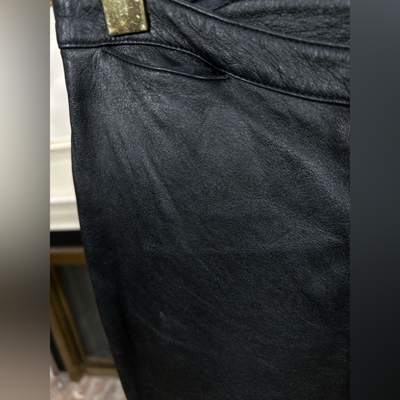 Express Leather Pants 9/10 Black Lambskin Straight Leg Lined No‎ Stretch 29x31.5 - Picture 3 of 8